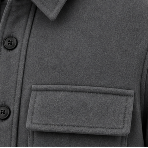 Chaqueta con capucha texturizada para hombre, chaqueta informal con botones en la parte delantera y manga larga, ropa de abrigo con doble bolsillo en el pecho para otoño e invierno - Product Image 6