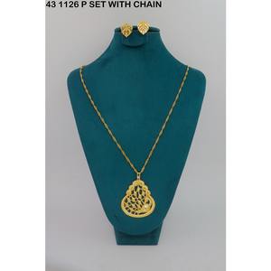 <b>Gold</b> Plating Pendant <b>Set</b> High Quality <b>Gold</b> Look Indian Jewelry Party Traditional Pendant <b>Set</b> With Earrings for Womenarty - Product Image 2