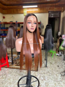 Couleur brune 100% vietnamien meilleure qualité cheveux humains os perruques droites longue longueur pour les femmes noires - Product Image 3