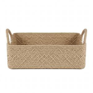 Panier de rangement rectangulaire en jute personnalisé, écologique, multifonctionnel, avec poignées, design moderne, usage polyvalent BD - Product Image 5