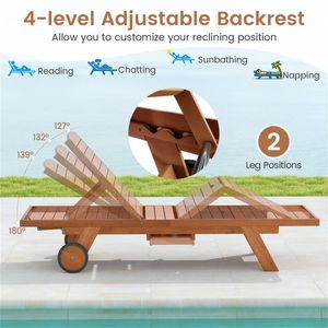 Lettino Prendisole Regolabile a 4 Posizioni per Esterni in Legno Massello e Rattan con Tavolino Laterale Estensibile e Telaio in Alluminio per Uso in Piscina - Product Image 6