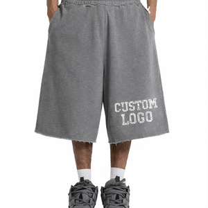 Shorts de survêtement amples et surdimensionnés pour hommes |   Bords bruts déchirés |   Façade |   100% coton |   Streetwear en gros OEM |   Respirant et écologique - Product Image 1