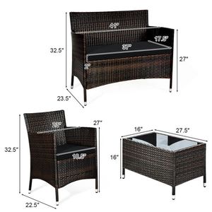 4-Piece Comfortable Outdoor Rattan <b>Sofa</b> Set with <b>Table</b> for Garden Use - Product Image 5