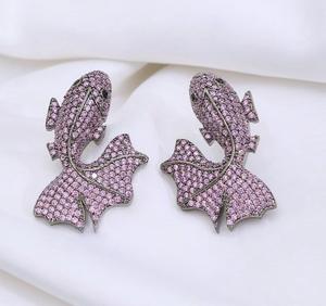 Elegantes Pendientes de Botón de Latón Plateado de Alta Calidad con Circonita, Diseño Moderno para Mujer, Estilo Nocturno, Colección de Moda para Fiestas - Product Image 2