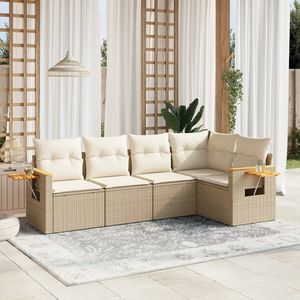 Set di divani da giardino Beige bianco crema - Product Image 1