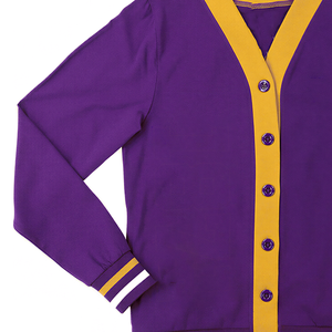 ASU <b>University</b> Women Cardigan Purple Yellow V-Neck Sweater Full Sleeve Button Closure Eighteen Embroidery Sorority Wear Coat2026 - Product Image 4