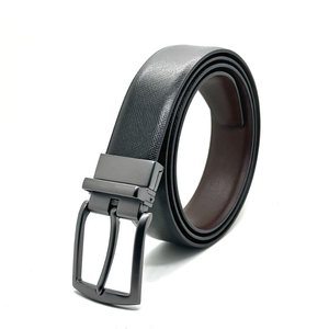 Ceinture pour homme en cuir de vachette de qualité supérieure avec boucle à ardillon réversible en alliage, style business, largeur 3,5 cm, longueur 110 cm - Product Image 1