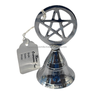 Campana de Mano de Latón Plateado con Pentagrama, Tradicional y Moderna, para Hogar, Altar, Meditación, Regalo Espiritual - Product Image 5