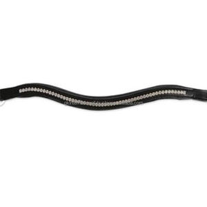 Correa de cuero a la moda para cejas de caballo, hecha de cuero negro duradero importado con piedras de cristal transparente, lazos cosidos ostentosos - Product Image 1