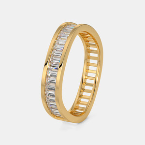 แหวนทองคำขาวประดับเพชรทรงบาแกตต์แบบเต็มวง - Product Image 1