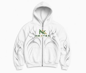Custom Tribal Flame <b>Zip</b> <b>Up</b> <b>Hoodie</b> Men <b>Y2K</b> Chrome Wing Print Streetwear Jacket - Product Image 1