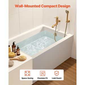 อ่างอาบน้ำอะคริลิกแบบอัลโคฟ ขนาด 48" x 30" รุ่นร่วมสมัย พร้อมท่อน้ำทิ้งด้านซ้ายและระบบโอเวอร์โฟลว์ - Product Image 5