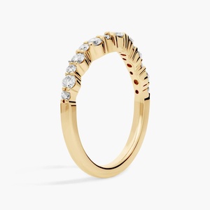 Bague de mariage vintage en diamant de laboratoire taille ronde, forme en V graduée, en or 10K 14K 18K ou argent sterling 925 935, cadeau de fiançailles - Product Image 4