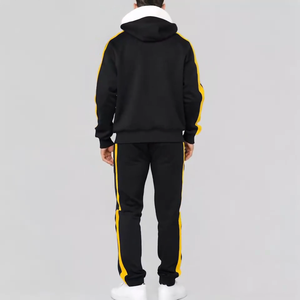 Sudadera con Capucha Estampada Informal para Hombre, 100% Algodón, con Rayas Amarillas, Ropa Deportiva Urbana para Entrenamiento de Invierno - Product Image 5