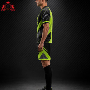 ชุดเสื้อฟุตบอลสีเขียวดำแบบซับลิเมชั่นพร้อมกางเกงขาสั้น ชุดยูนิฟอร์มฟุตบอลสำหรับผู้ใหญ่ ผ้าโพลีเอสเตอร์ระบายอากาศ ตรวจจับรอยตะเข็บ - Product Image 6