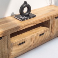 Meuble TV en bois Vandana Novara Stellar, design moderne minimaliste en bois massif, console de divertissement