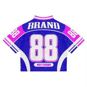 เสื้อฟุตบอลสไตล์อเมริกันเรโทรแบบสตรีทแวร์ พิมพ์ลายเต็มตัว คุณภาพสูง ผ้าตาข่ายระบายอากาศดี ทรงบ็อกซี่ ครอปพอดีตัว ไซส์พลัส - Product Image 4