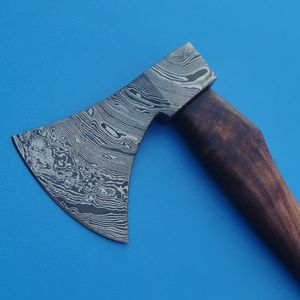Hache en acier Damas de haute qualité, design traditionnel, outil de survie robuste pour l'extérieur, manche en bois fait main, tête d'hache - Product Image 6