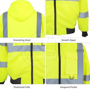 Heavyweight Safety Hoodie with Reflective Design Waterproof Customized Logo for Cooler Weather Workwear - Product Image 4
