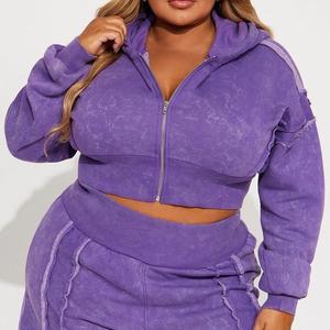 Conjunto de Sudadera con Capucha y Pantalones Cortos Vintage para Mujer, de la Mejor Calidad, Lavado, Liso, con Logotipo Personalizado, Colores y Tallas Disponibles, Ropa Casual Urbana - Product Image 3