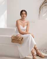 Robe longue en lin blanc pour femme, dos nu, à lacets, sans manches, coupe trapèze, pour l'été, les vacances et les loisirs, couleur unie, naturelle, douce, lavable
