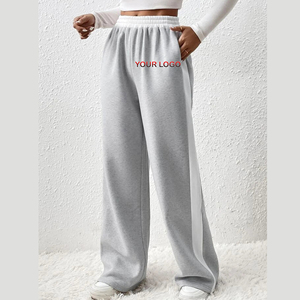 Pantalon de survêtement large en coton 100 % personnalisé avec empiècements latéraux, logo sérigraphié sur mesure, streetwear éco-responsable pour femme - Product Image 1