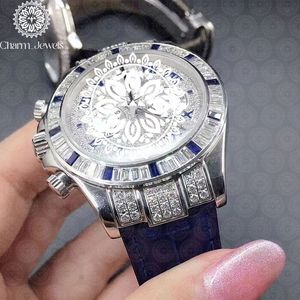 Charm Jewels Luxury Stainless Steel Round Analog Quartz Watch With Sapphire Crystal 43mm <b>Chronograph</b> Women Folding Clasp - Product Image 2