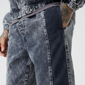 Custom Designer Men's Wide Leg Cargo Denim Pants Grey Breathable Waterproof OEM ODM Service Ripped Stacked Skinny <b>Trousers</b> - Product Image 6