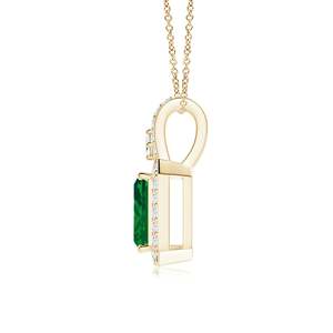 14K <b>Solid</b> <b>Gold</b> Natural Emerald-Cut Emerald Halo <b>Pendant</b> With Natural Diamond Fine Jewellery Anniversary Gift For Her 2026 - Product Image 3