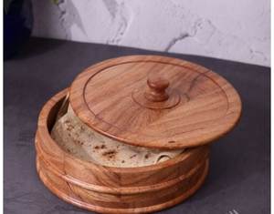 Pot à roti en bois personnalisé, récipient de rangement pour chapati, fait main, accessoire de cuisine indienne - Product Image 2