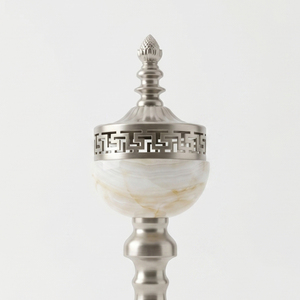 Brûleur d'encens de luxe en métal et marbre avec finition argentée élégante, design découpé au laser, durable pour une décoration intérieure haut de gamme - Product Image 5