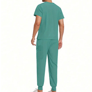 Uniforme Médico de Fabricante, Conjunto de Pantalones y Blusa con Cuello en V, Manga Corta, Verano, Spandex Elástico, para Hombre - Product Image 2
