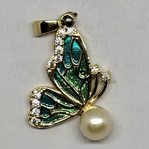 Conjunto de Colgante de Mariposa con Perlas de Agua Dulce y Madreperla, Chapado en Oro, Venta al por Mayor - Product Image 5
