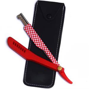 Morje Surgical Stainless Steel <b>Single</b> <b>Blade</b> <b>Razor</b> with Blue Checkered Handle Black Case for Men's Face Shaving (Barber Shop Use) - Product Image 5