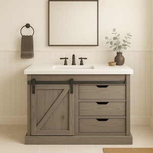 Mueble de Baño con Puerta Corredera de 48 Pulgadas TPF-BV48-C, Mueble de Madera Multicolor, Embalaje Plano KD, Fabricación OEM en Vietnam - Product Image 3