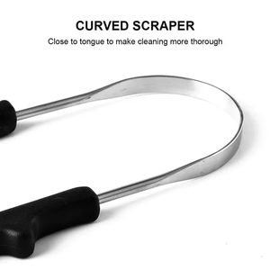 Grattoir à langue pour enfants et adultes, réutilisable, en métal et avec manche en silicone - Product Image 4