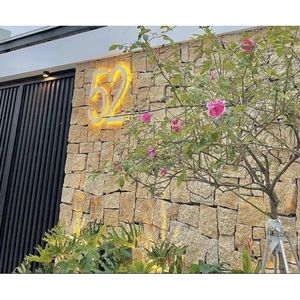 Meilleur choix pour la décoration intérieure moderne : Panneau mural en pierre de granit jaune, revêtement de façade en pierre naturelle, imperméable, gaufré, pour salon - Product Image 1