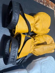 Gants de ski en cuir de vachette jaune, isolés, à doigts entiers, avec sangle de poignet réglable, pour usage extérieur en hiver, unisexe - Product Image 5