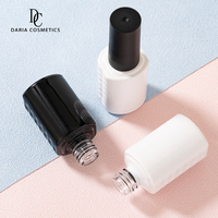 Botella de Vidrio Vacía de 16 ml para Esmalte de Uñas, Color Negro y Blanco, con Tapa Negra que Bloquea la Luz, Protección UV, Venta al por Mayor