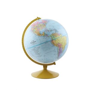 Globo Terráqueo Educativo Clásico de Aluminio con Base de Madera y Meridianos Calibrados para Escritorio - Product Image 3