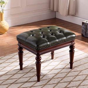 Tabouret de pouf en cuir Pu au design moderne de meubles de luxe avec pied de sculpture à la main en bois massif pour pouf de salon pour la maison - Product Image 5