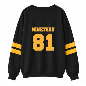 Custom NCBW 100 Black <b>Women</b> Breathable Varsity <b>Sweatshirt</b> with Embroidered Logo on Front black and gold full Sleeve for Female - Product Image 3