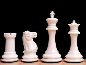 Vintage Style 3.5 King Chess Pieces <b>Black</b> And White Bone <b>Polished</b> Finish At Best Price - Product Image 5