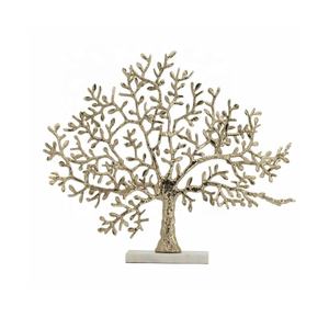 Sculpture d'arbre audacieuse avec une base en marbre blanc pour une sculpture en aluminium moderne Flourish Bibliothèque Sculpture artisanale en métal douée - Product Image 1