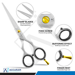 Ciseaux de coiffure professionnels Accuram en acier inoxydable, ciseaux de barbier à bord rasoir, outil de coiffure pour salon - Product Image 2