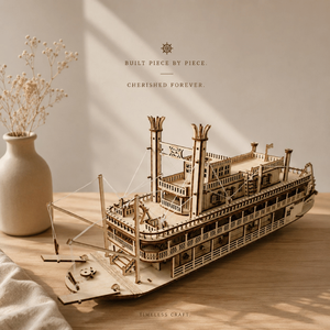 Educational Laser Cut Vintage Steamboat Puzzle |DIY Wooden Ship <b>Model</b> for Creative Learning Hobby <b>Building</b> & Nautical Decoration - Product Image 4