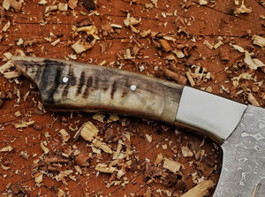 Top Trendiness Hand Forged Damascus Steel Full Tang Fixed Blade Chef Chopper Cleaver <b>Knife</b> 7" Blade Ambidextrous Stag Horn Steel - Product Image 4