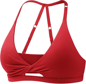 Custom Women Twist Front High Support Racerback Sports Bra with Removable Pads Breathable Yoga Fitness Workout Bra <b>Top</b> - Product Image 1