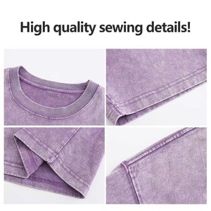 T-shirts classiques oversize délavés pour hommes et femmes, style vintage, grammage lourd, avec motifs et effet délavé à l'acide, vente en gros - Product Image 2