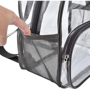 Sac à dos transparent avec poches latérales en filet, coussin d'air, bretelles légères et confortables, poche avant zippée, sac d'école - Product Image 5
